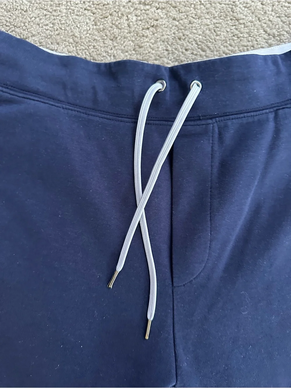 Polo Ralph Lauren Double-Knit Shield Logo Patch Athletic Shorts Mens L Blue USA